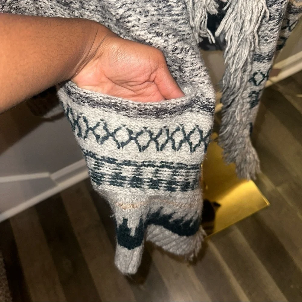 CAbi Gray and Black Patterned Cardigan